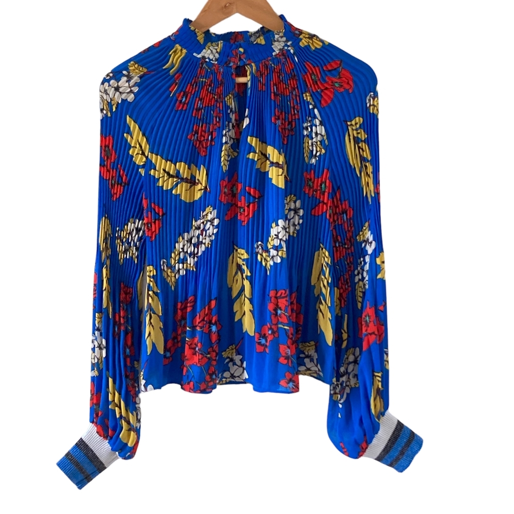 Designer Sample Pleated Floral Chiffon Blouse - UK Size 8/10 -Unique and Elegant - Picture 3 of 13